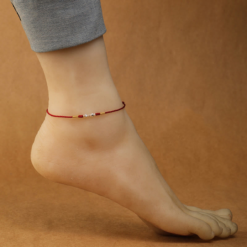 Nimara Ritual 925 Sterling Silver String Protection Luck Ultra-Thin Braided Bracelet Anklet