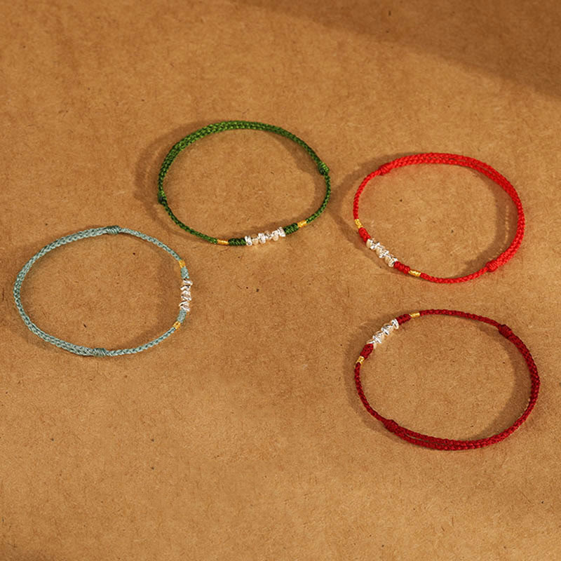 Nimara Ritual 925 Sterling Silver String Protection Luck Ultra-Thin Braided Bracelet Anklet