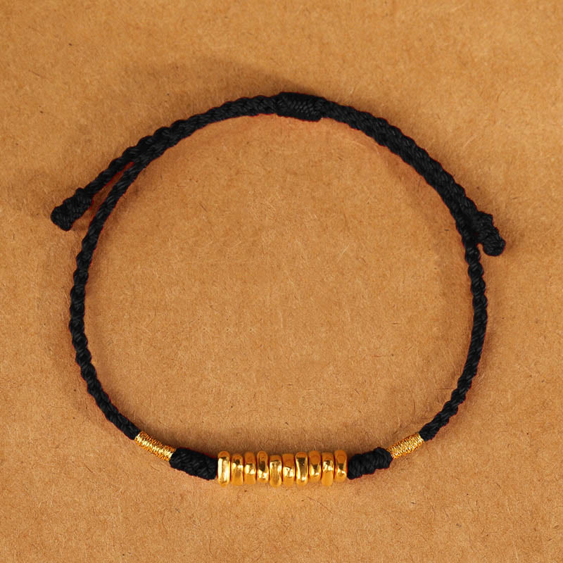 Nimara Ritual 999 Gold Small Pieces String Protection Luck Ultra-Thin Braided Bracelet
