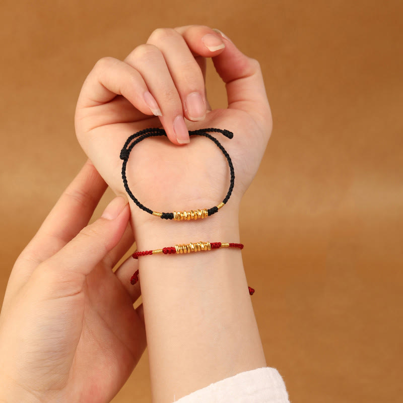 Nimara Ritual 999 Gold Small Pieces String Protection Luck Ultra-Thin Braided Bracelet