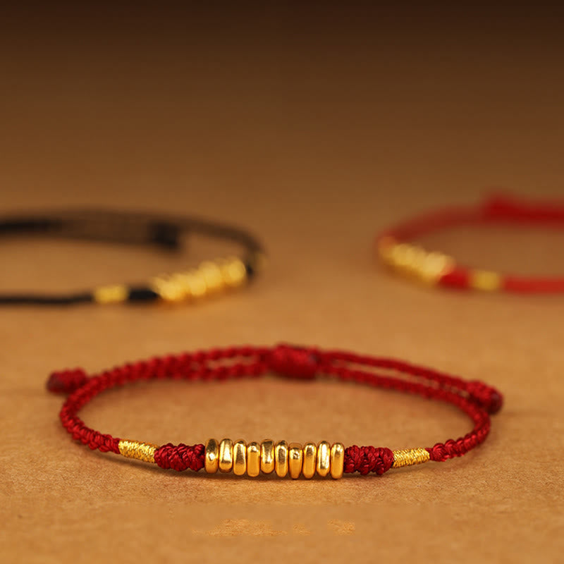 Nimara Ritual 999 Gold Small Pieces String Protection Luck Ultra-Thin Braided Bracelet