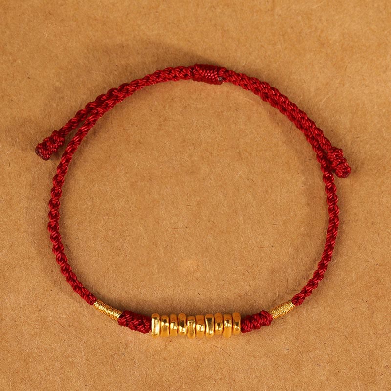 Nimara Ritual 999 Gold Small Pieces String Protection Luck Ultra-Thin Braided Bracelet