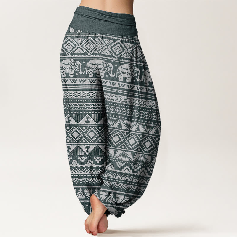 Nimara Ritual Cotton Casual Elephant Geometric Figure Women's Elastic Waist Harem Pants