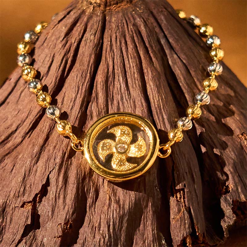 Nimara Ritual Feng Sheng Shui Qi Copper Brass Rotatable Windmill Bead Protection Braided Bracelet