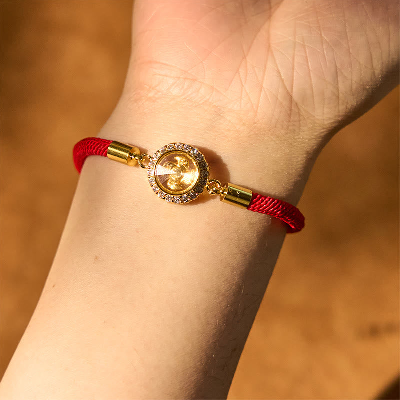 Nimara Ritual Red String Copper Brass Rotatable Windmill Feng Sheng Shui Qi Protection Braided Bracelet