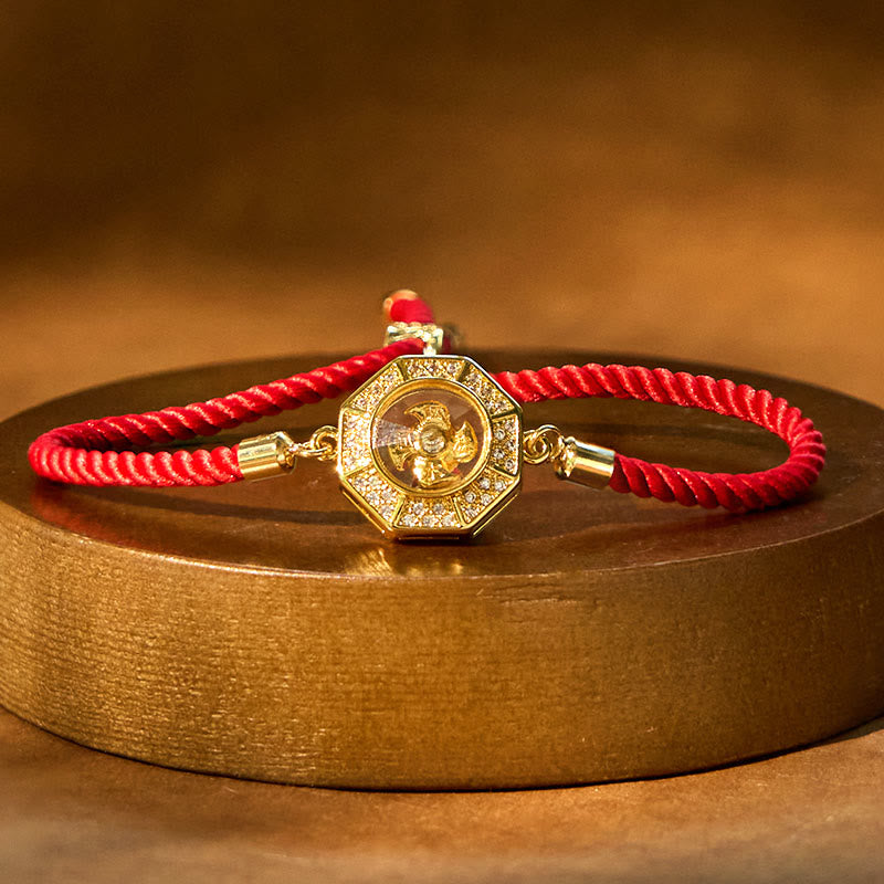 Nimara Ritual Copper Brass Rotatable Windmill Feng Sheng Shui Qi Red String Faith Braided Bracelet