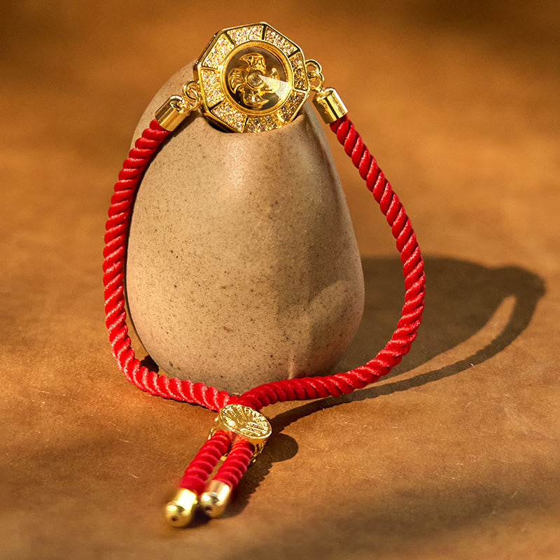 Nimara Ritual Copper Brass Rotatable Windmill Feng Sheng Shui Qi Red String Faith Braided Bracelet