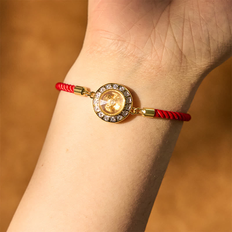 Nimara Ritual Copper Brass Feng Sheng Shui Qi Rotatable Windmill Red String Faith Braided Bracelet