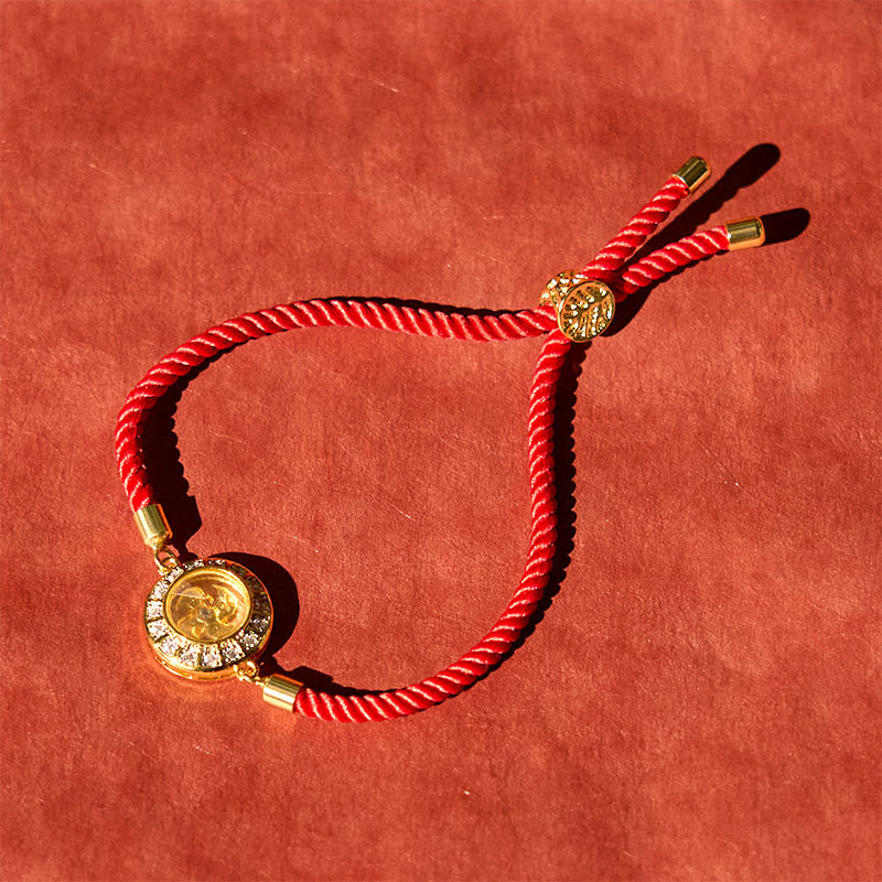 Nimara Ritual Copper Brass Feng Sheng Shui Qi Rotatable Windmill Red String Faith Braided Bracelet