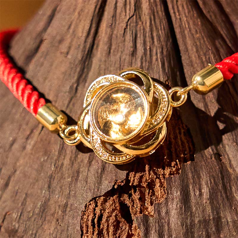 Nimara Ritual Rotatable Plum Red String Copper Brass Windmill Feng Sheng Shui Qi Protection Braided Bracelet