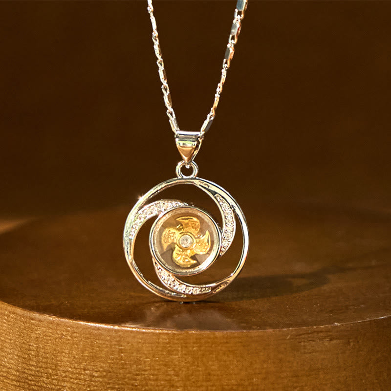 Nimara Ritual Gold plated Copper Brass Rotatable Windmill Luck Necklace Pendant