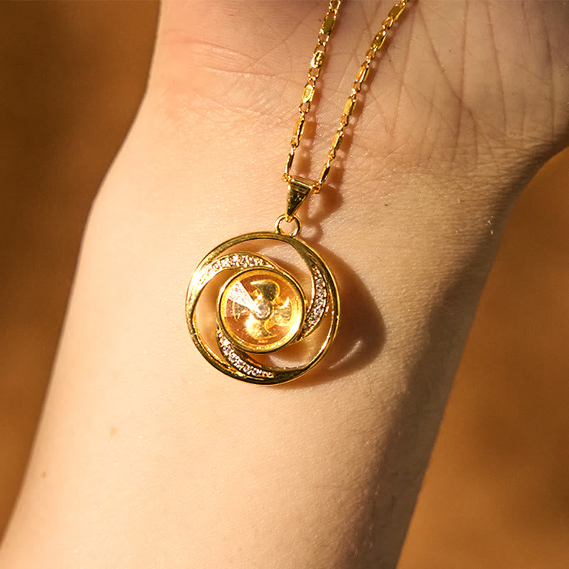 Nimara Ritual Gold plated Copper Brass Rotatable Windmill Luck Necklace Pendant