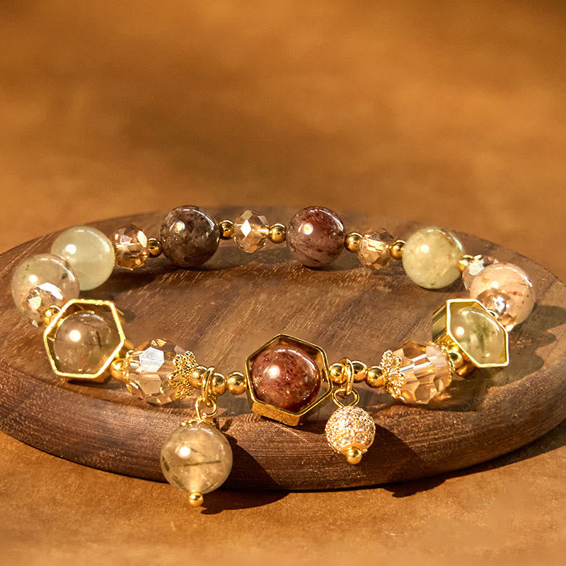 Nimara Ritual Natural Colored Rutilated Quartz Amethyst Protection Bracelet