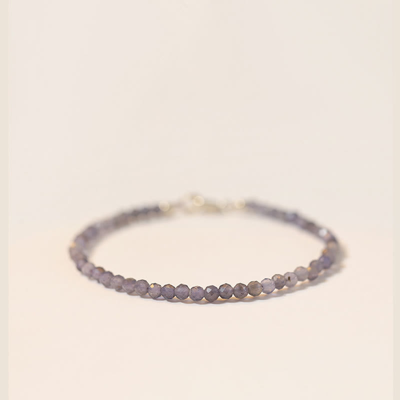Nimara Ritual 3mm Amethyst Iolite Ultra-thin Beads 14k Gold Plated Copper Communication Bracelet