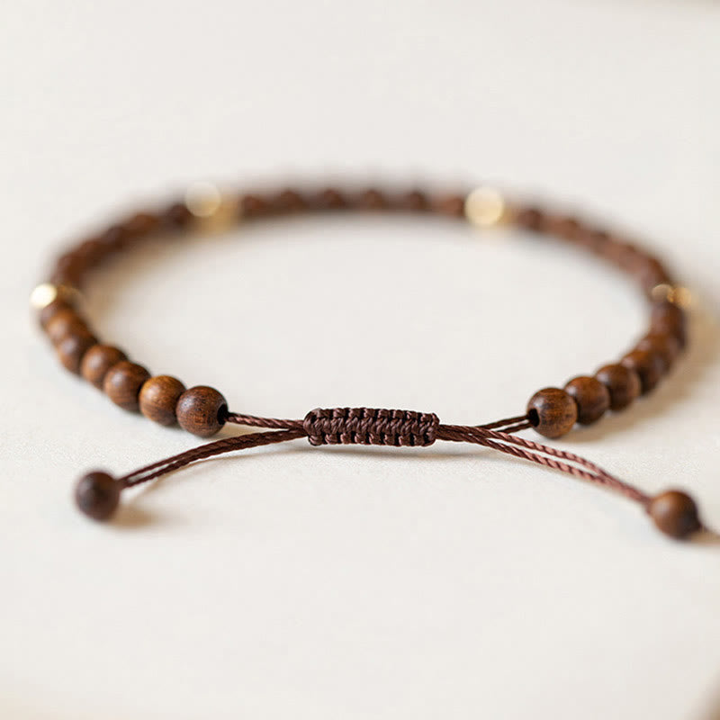 Nimara Ritual 4mm Ultra-thin Sandalwood 14K Gold Plated Copper Beads Protection Bracelet