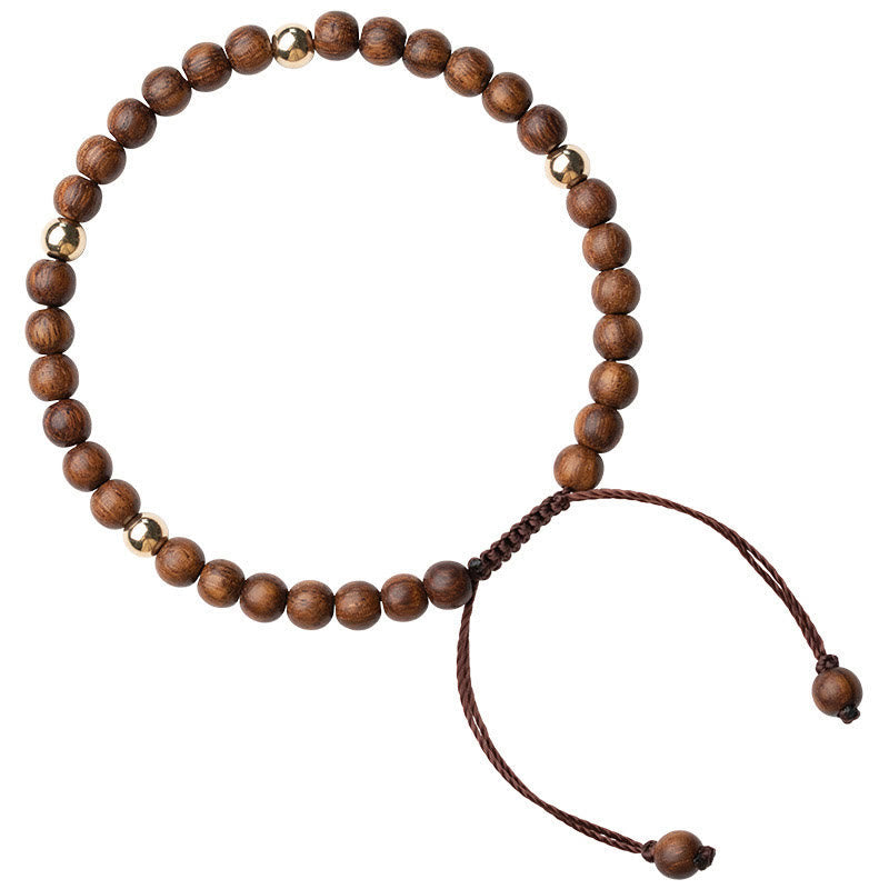 Nimara Ritual 4mm Ultra-thin Sandalwood 14K Gold Plated Copper Beads Protection Bracelet