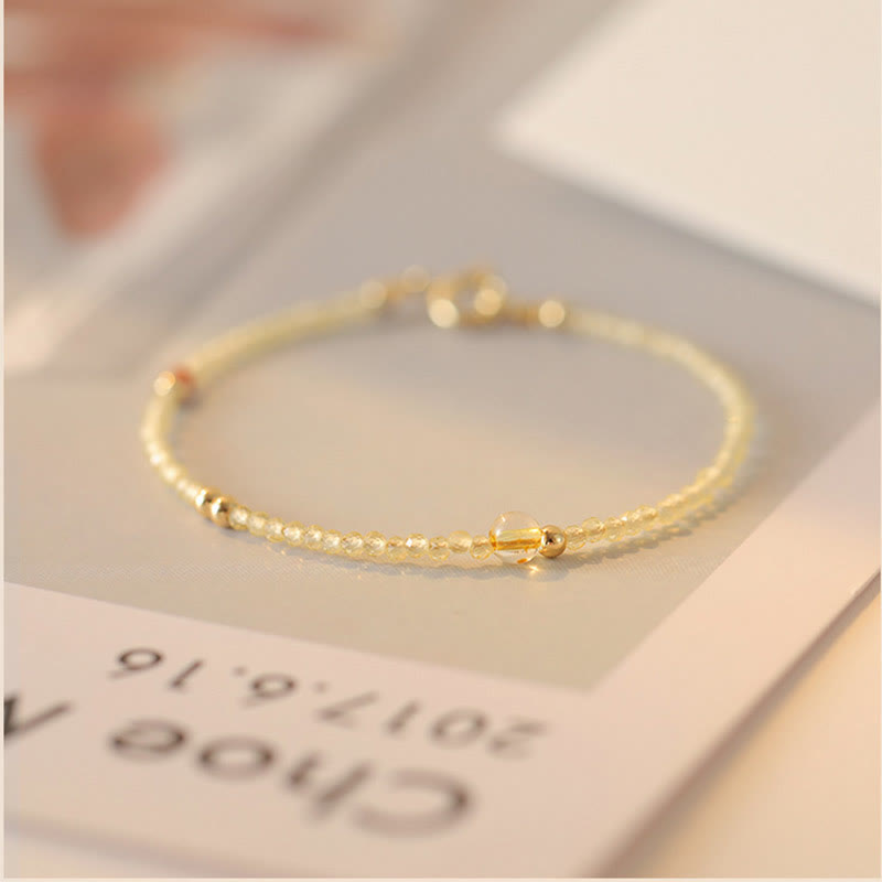 Nimara Ritual 2mm Ultra-thin Citrine 14K Gold Plated Copper Beads Protection Bracelet