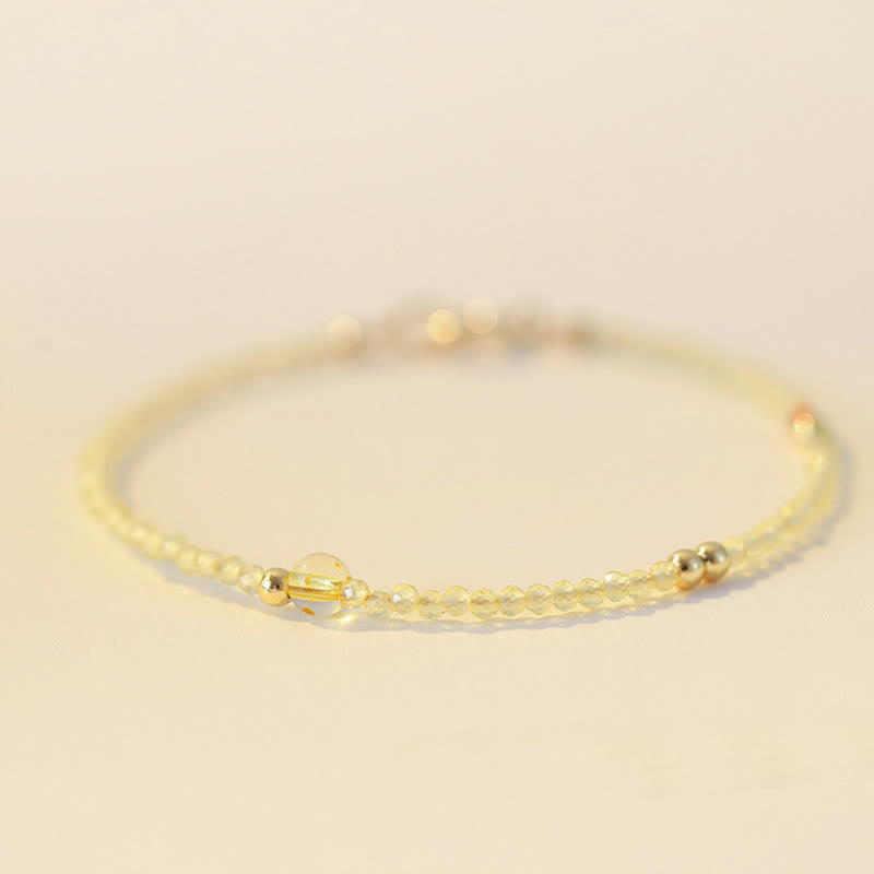 Nimara Ritual 2mm Ultra-thin Citrine 14K Gold Plated Copper Beads Protection Bracelet