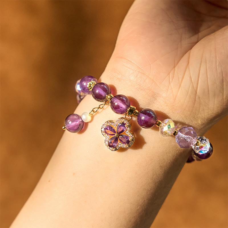 Nimara Ritual "All the best for Calm and Wisdom" Amethyst Flower Bracelet Includes Gift Message Card