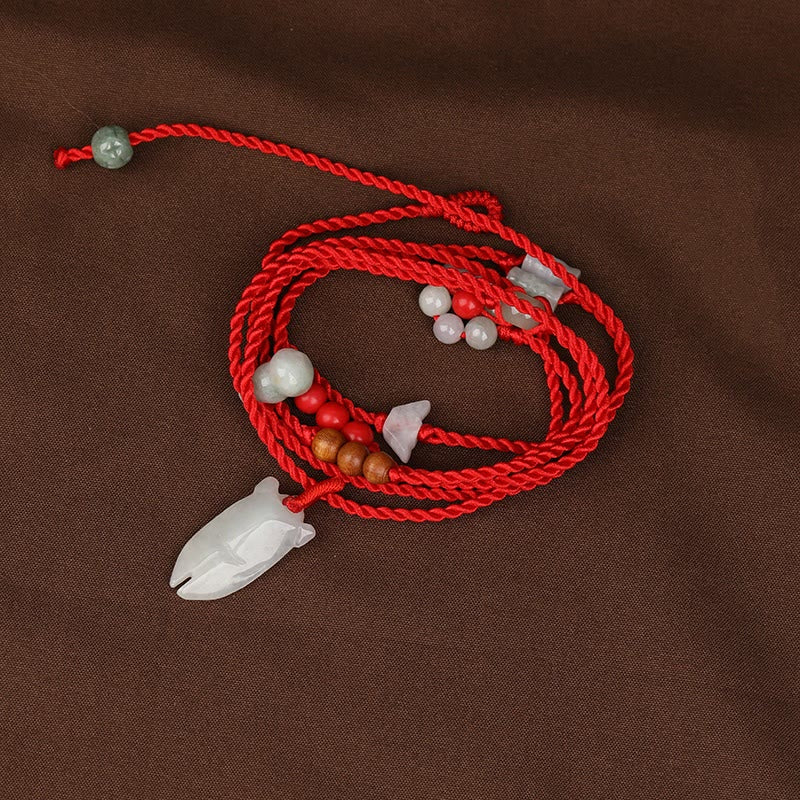Nimara Ritual Chinese Zodiac Peach Wood Blessing Red String Belly Chain