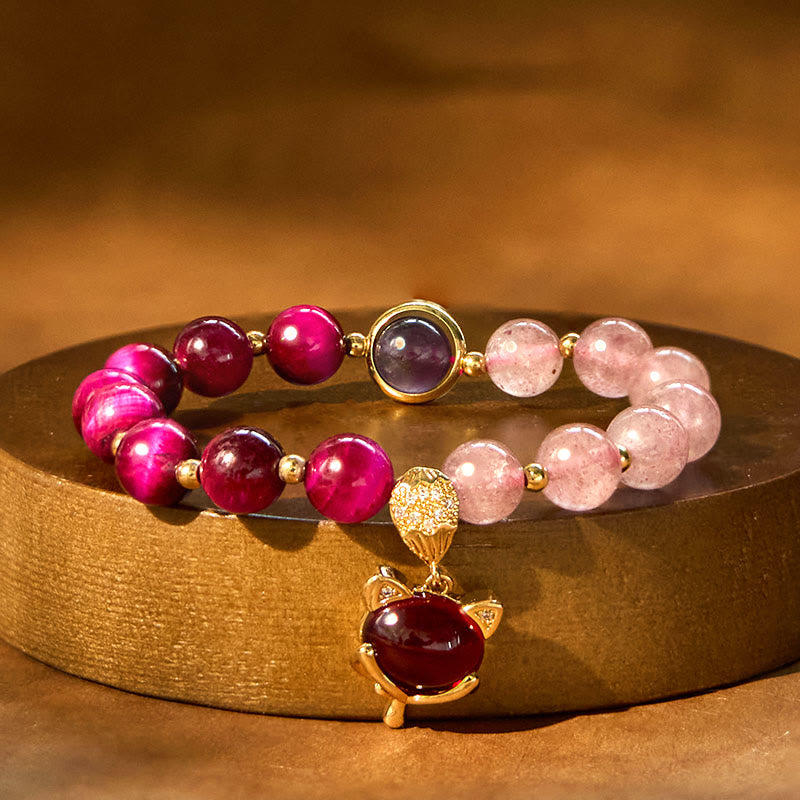 Nimara Ritual Natural Strawberry Quartz Pixiu Love Bracelet