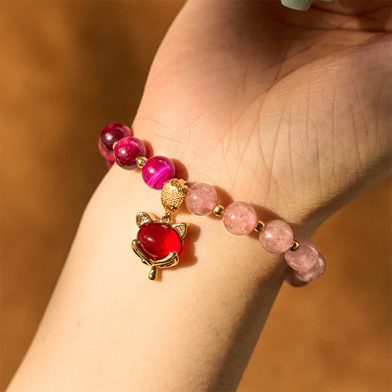 Nimara Ritual Natural Strawberry Quartz Pixiu Love Bracelet