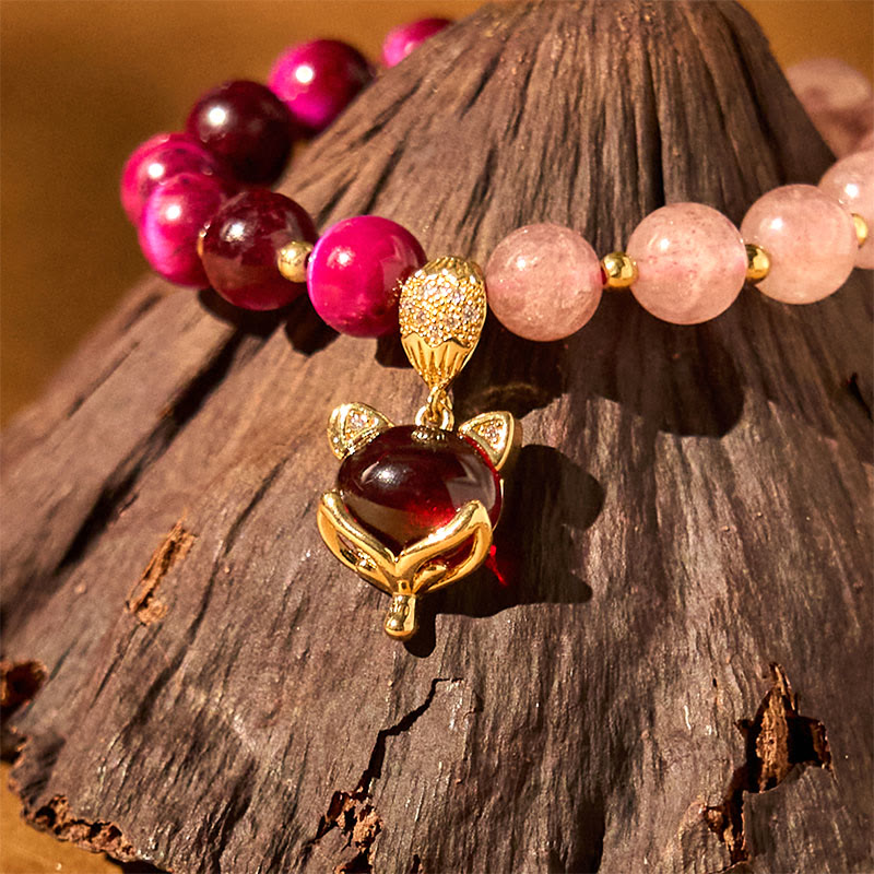 Nimara Ritual Natural Strawberry Quartz Pixiu Love Bracelet