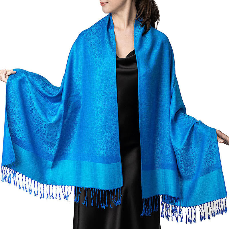 Nimara Ritual Tibetan Cashew Jacquard Tassels Shawl Spring Fall Winter Warm Cozy Scarf Wrap