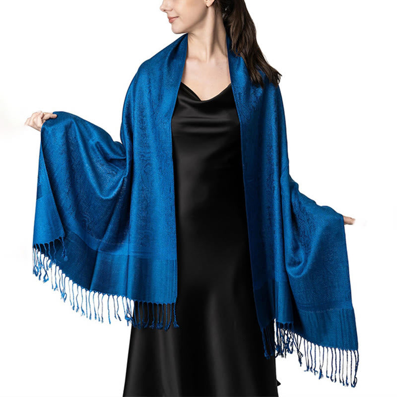 Nimara Ritual Tibetan Cashew Jacquard Tassels Shawl Spring Fall Winter Warm Cozy Scarf Wrap