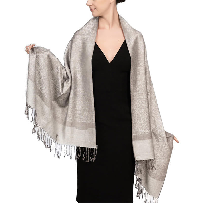 Nimara Ritual Tibetan Cashew Jacquard Tassels Shawl Spring Fall Winter Warm Cozy Scarf Wrap