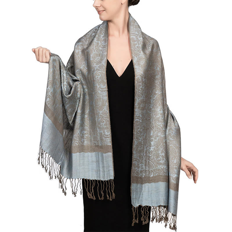 Nimara Ritual Tibetan Cashew Jacquard Tassels Shawl Spring Fall Winter Warm Cozy Scarf Wrap