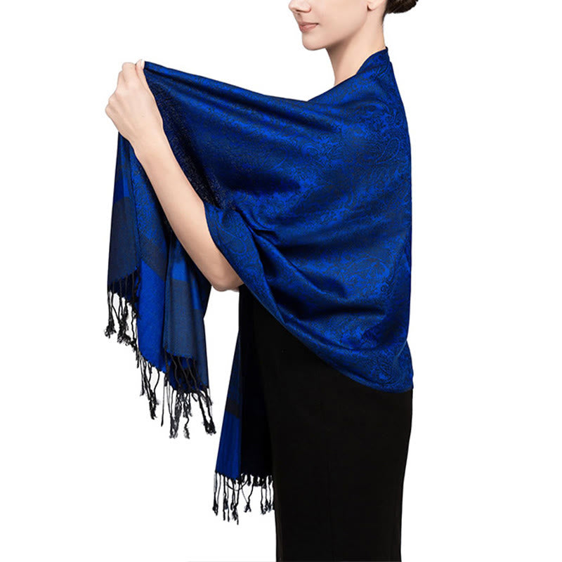 Nimara Ritual Tibetan Cashew Jacquard Tassels Shawl Spring Fall Winter Warm Cozy Scarf Wrap