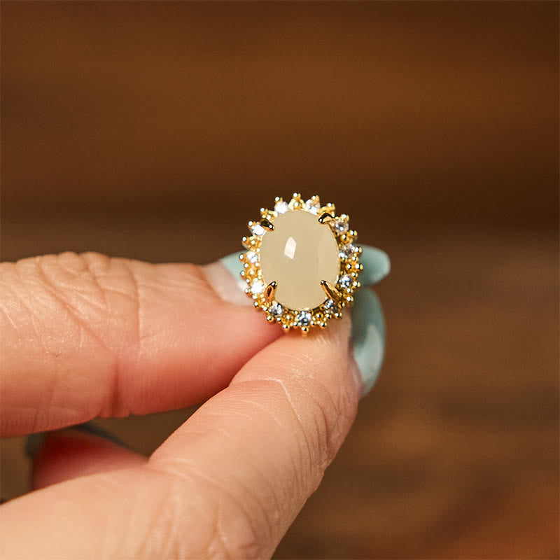 Nimara Ritual Natural Hetian Jade Egg Copper Prosperity Earrings
