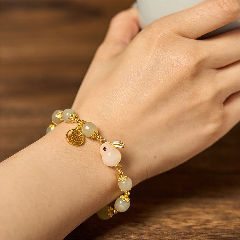Nimara Ritual Natural Hetian Jade Fu Character Fu Brand Rabbit Abundance Bracelet