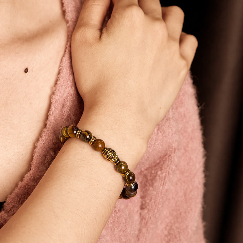 Nimara Ritual Blue Green Red Tiger Eye Buddha Head Balance Bracelet