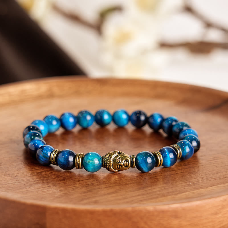 Nimara Ritual Blue Green Red Tiger Eye Buddha Head Balance Bracelet