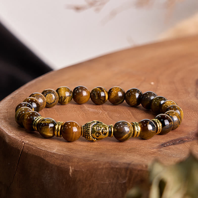 Nimara Ritual Blue Green Red Tiger Eye Buddha Head Balance Bracelet