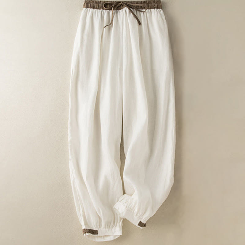 Nimara Ritual Plain Cotton Drawstring Women's Harem Pants With Pockets