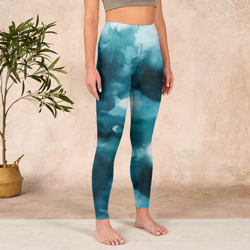 Nimara Ritual Dark Green Cloud Gym Leggings Women's Yoga Pants