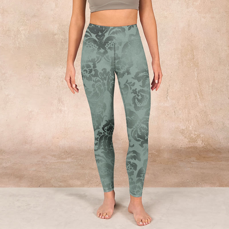 Nimara Ritual Casual Flower Leaves Print Gym Fitness Leggings Women's Yoga Pants