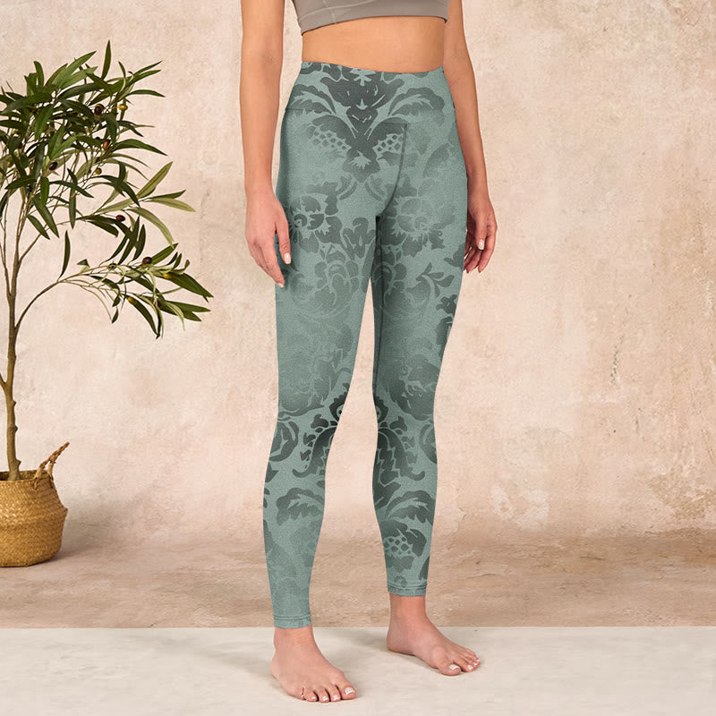 Nimara Ritual Casual Flower Leaves Print Gym Fitness Leggings Women's Yoga Pants