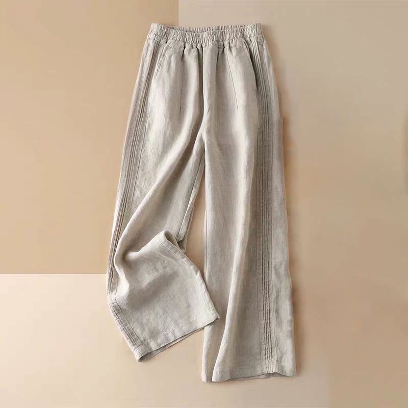 Nimara Ritual Casual Plain Color Side Pleats Rayon Women's Wide Leg Pants With Pockets
