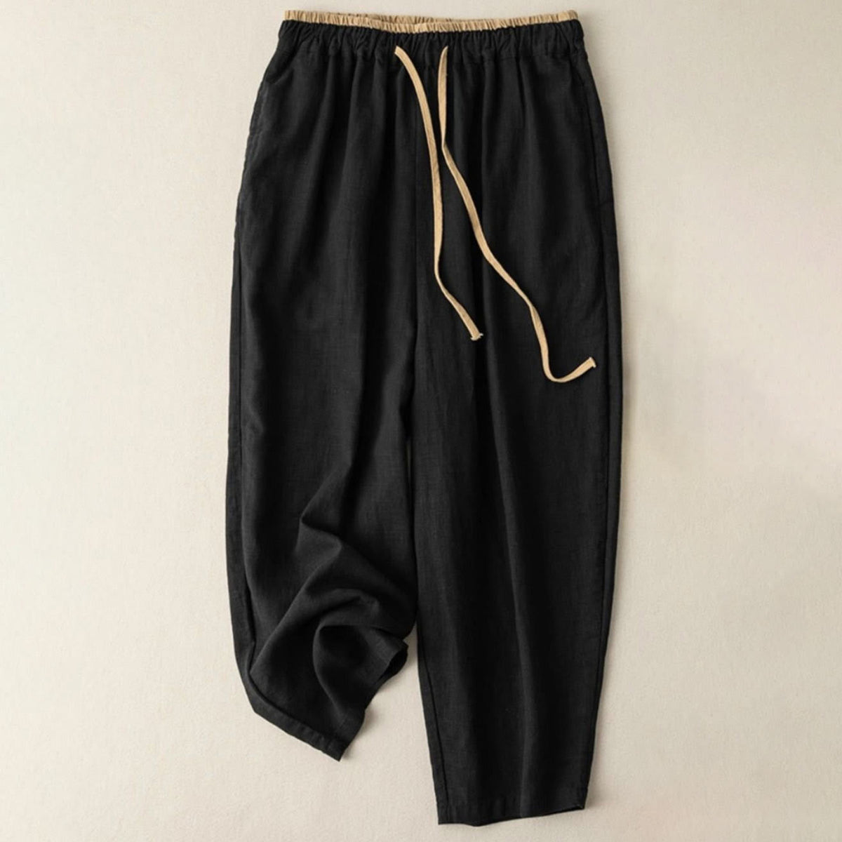 Nimara Ritual Casual Solid Color Cotton Linen Drawstring Women's Pants With Pockets