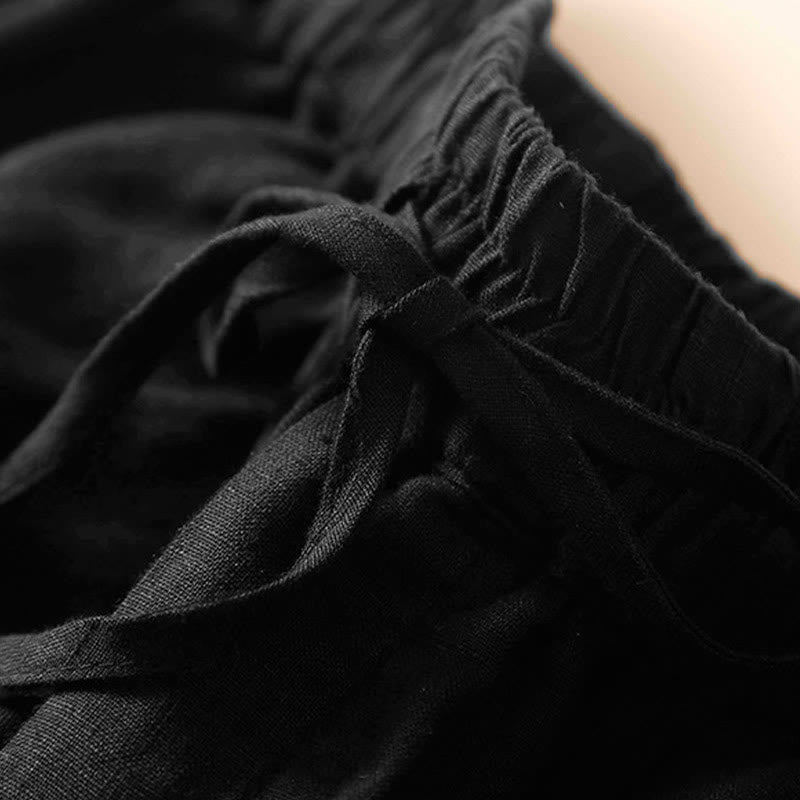 Nimara Ritual Plain Color Bottom Hollow Lace Design Lace-up Cotton Women's Shorts With Pockets