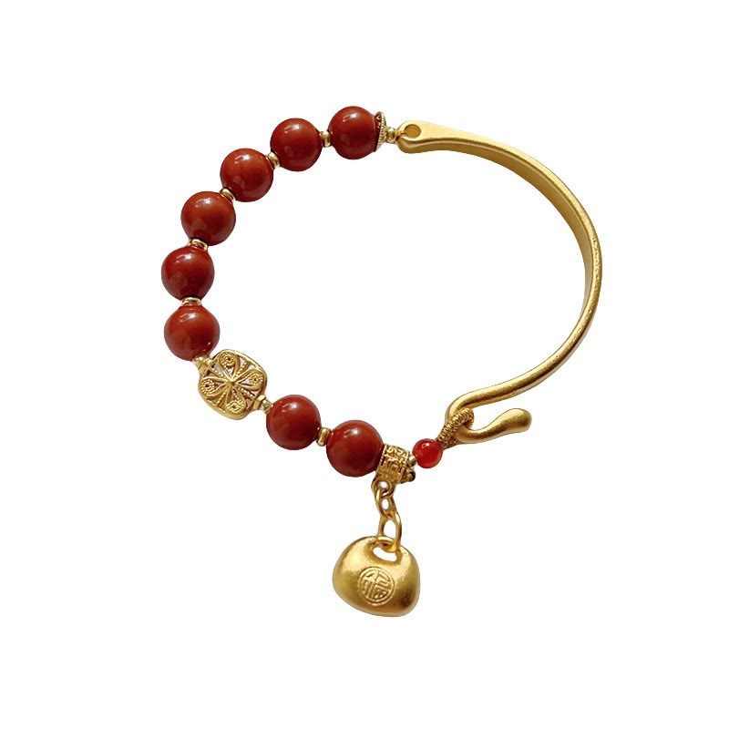 Nimara Ritual South Red Agate Fu Character Ingot Half Bracelet