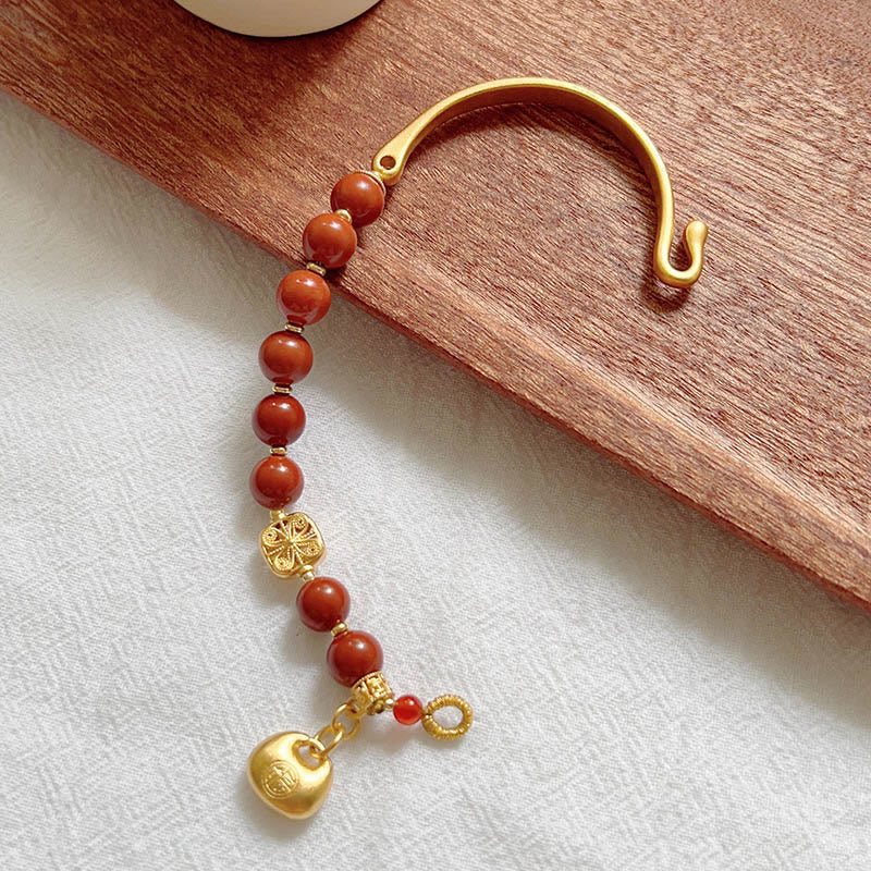 Nimara Ritual South Red Agate Fu Character Ingot Half Bracelet