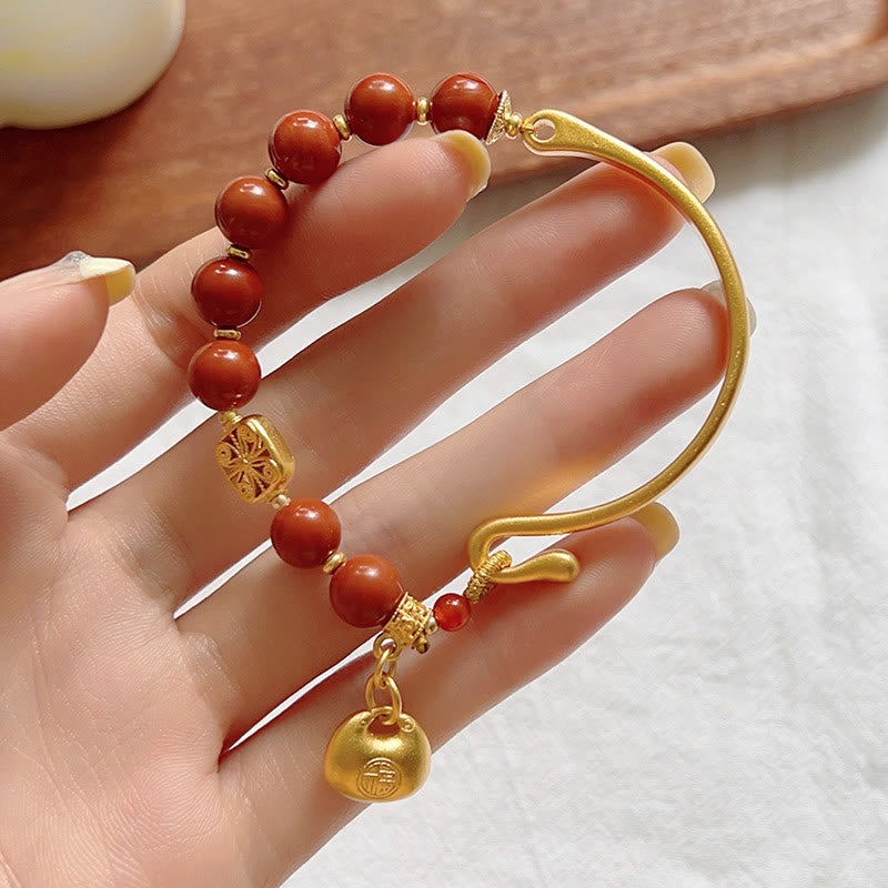 Nimara Ritual South Red Agate Fu Character Ingot Half Bracelet