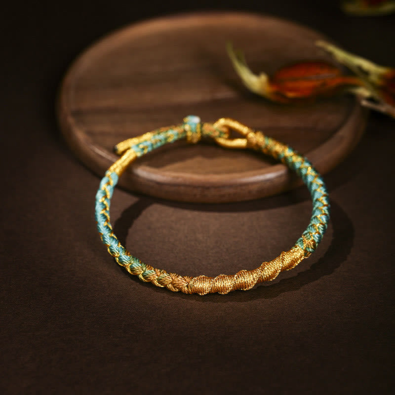 Nimara Ritual Tibetan Colorful Gold Thread Dragon Scale Knot Protection Braided Bracelet