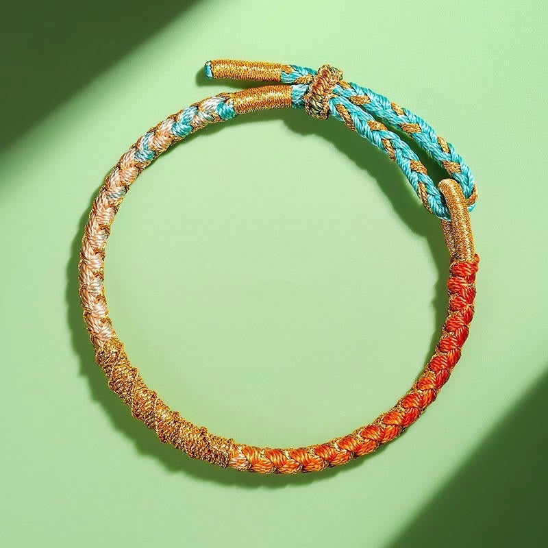Nimara Ritual Tibetan Colorful Gold Thread Dragon Scale Knot Protection Braided Bracelet