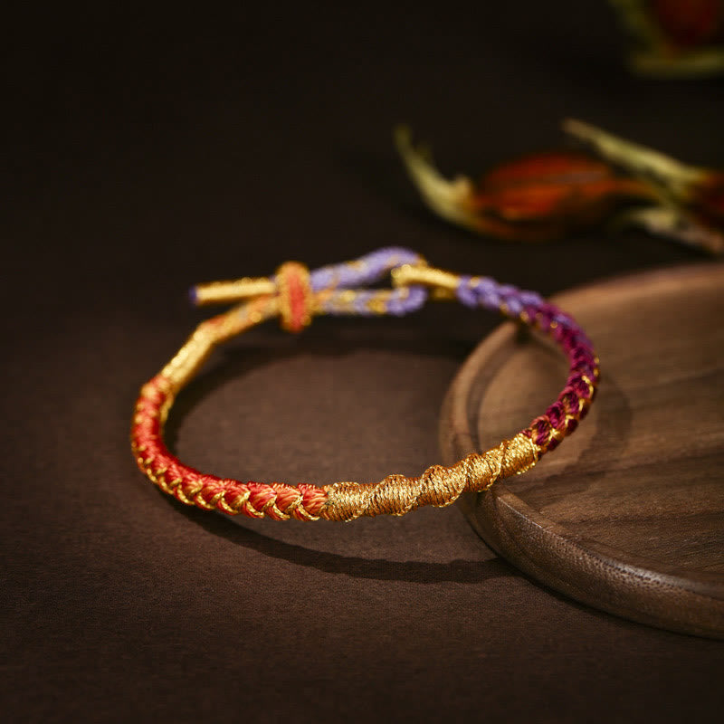 Nimara Ritual Tibetan Colorful Gold Thread Dragon Scale Knot Protection Braided Bracelet